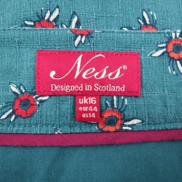 NESS Scotland Women's Teal Red Floral Bernice Pleat Skirt US14 - Picture 6 of 8